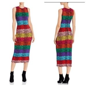 Alice + Olivia Delora rainbow snake print midi dress SIZE 6